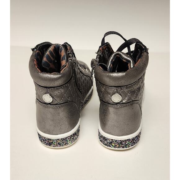 Steve Madden Girls JCarlson High-Top Sparkle Sole Silver Sneaker Size 2 - Picture 8 of 14